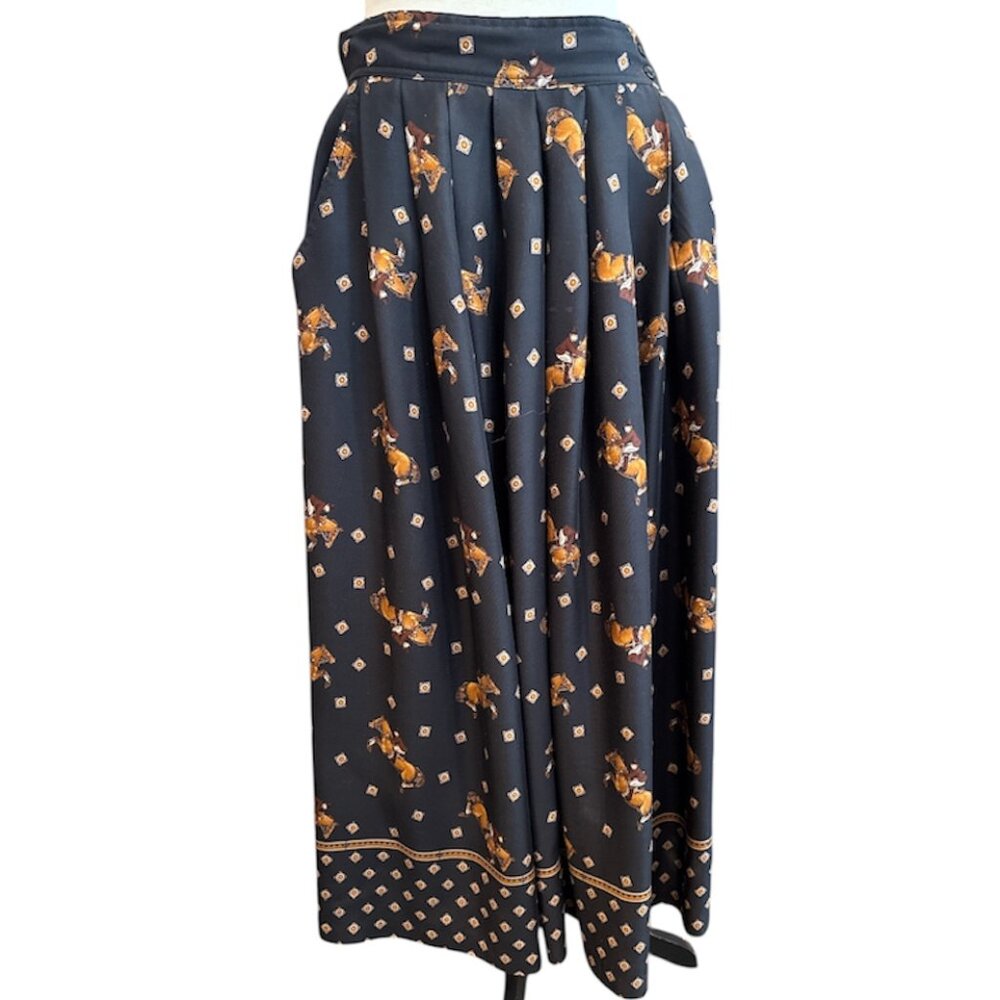 Chaus Equestrian Horse Pleated Long Skirt - Picture 2 of 12
